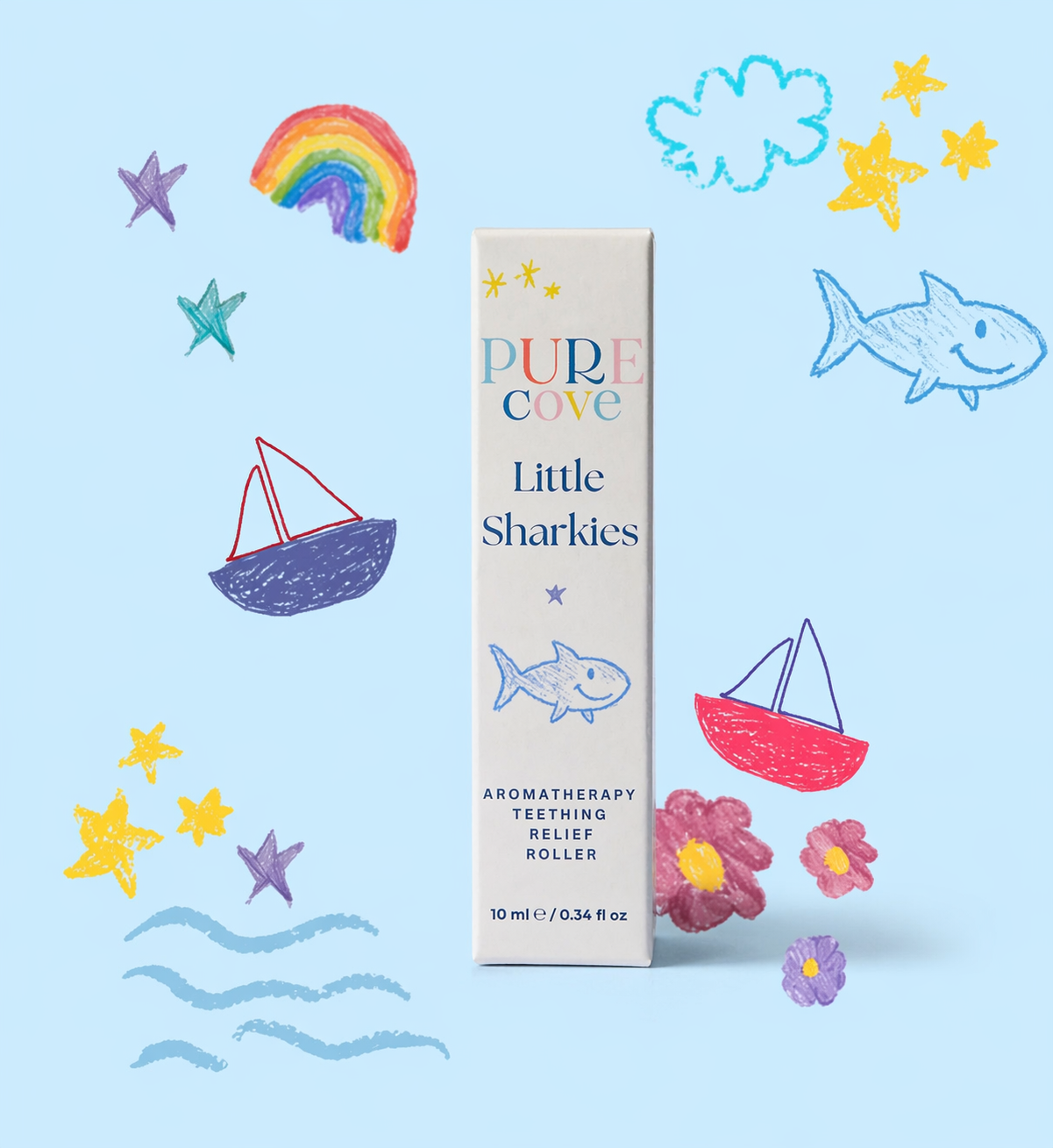 Little Sharkies Teething Roller - 100% natural